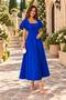 Women's Flounce Sleeves Square Neck Midi Length Dress Wedding Engagement Promise Graduation - 6