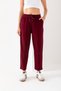 Women's Burgundy Balloon Fit Seasonal High Waist Trendy Casual Modal Fabric Ribbed Front Sweatpants with Pockets - 4