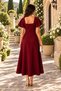 Women's Flounce Sleeves Square Neck Midi Length Dress Wedding Engagement Promise Graduation - 3