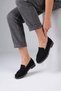 Loren Genuine Leather Tasseled Detail Women's Daily Shoes Black - 3