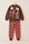 Boy's Back Printed Checkerboard Patterned Tracksuit Set - 5