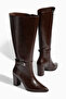 Bihter Women's Daily Buckle Heeled Zippered Winter Boots - 5