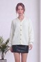 Women's Buttoned V-Neck Long Sleeve Soft Textured Knitwear Cardigan White, Black