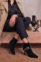 Kavena Original Kri̇stebell Imported Special Series Women's Boots with Stone Buckle Detail in Black - 3