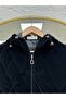 Leylanur Hooded Diamond Pattern Long Vest-En2220 Black - 3