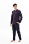Men's Burgundy Plaid Patterned Long Sleeve Crew Neck Pocketed Pajama Set C8T0N662 - 2