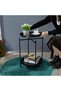 Round Side Table Gold End Table, 2-Tier Metal Tray Snack Table Coffee Table Tea Table Nightstand Sof - 5