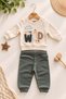 Baby boy wild embroidered sweatshirt and bottom tracksuit 2-piece set 3-6-9-12 months