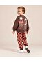 Boy's Back Printed Checkerboard Patterned Tracksuit Set - 2