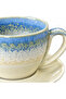Ceramic Cup and Saucer Set Cream & Blue - 300ml - 2