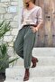 Italian Khaki Pocket Belted Pipe Leg Corduroy Casual Trousers 100 40