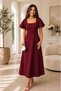 Women's Square Neck Ruffle Sleeve Midi Dress