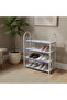 4-Tier Wooden and Metal Shoe Rack White - 60×50×20cm - 4