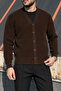 Men's Winter, V-Neck, Regular Fit, 5 Buttons, Basic, Knitwear Knitted Sweater-Cardigan Pltk24 - 4