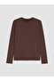 Two Mt Shop Quality Lcw Everyday Brown Interlock Plain Narrow & Slim Long Sleeve Women's Bodysuit - 3