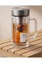 Double Wall Glass Mug with Lid and Handle, Clear - 2