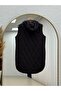 Leylanur Hooded Diamond Pattern Long Vest-En2220 Brown - 7
