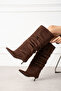 Marco Women's XL Wide Suede Look Drawstring Pointed Toe Short Heeled Boots - 3