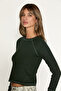 Esterya women's raglan long sleeve seamless khaki t-shirt - 2
