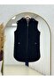 Leylanur Hooded Diamond Pattern Long Vest-En2220 Black - 2