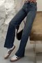 Women's High Waist Washed Wide Leg Palazzo Jeans 1239 Blue - Premium Series - 4
