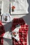 Men's Single White Red Plaid Kitten & Mouse Pajama and Underwear Set (Men's Version of Couple Pajamas) - 4