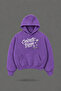 Oversize Concrete Bloom Front and Back Printed Hooded Purple Sweatshirt