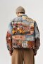 Highway Tapestry Fabric Route 66 Patterned Men's Jacket with Snap Buttons - 3