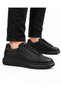 Men's Black Daily Sneaker Shoes Lace-Up Thick Sole Casual Sports Shoes - 6