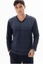 Men's Long Sleeve V-Neck Indigo Pajama Set C3T0N662 - 2