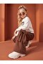 Girl's Dog Printed Sweatshirt and Bow Detail Wide-Leg Sweatpants Set - 3