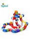 114-Piece Magnetic Track Train Building Set for Kids, DIY Magnetic Railway Construction Toy with 2 Powered Trains, Elevated Supports & Accessories, STEM Educational Toy for Ages 3+