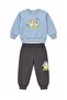 Boys' Printed Blue Sweatshirt and Jogger Tracksuit Set - 4