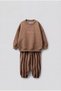 Children's Cotton and Travel Patterned Brown Sweatshirt and Striped Sweatpants Set - 2