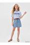 Regular Fit Belted Girls' Jean Skirt
