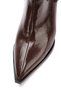 Women's Brown Patent Leather Pointed-Toe Thick-Heeled Stylish Buckle Detailed Comfortable and Stylish Boots - 5