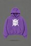 Oversize Night Printed Hooded Purple Sweatshirt