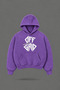 Oversize Off Grid Printed Hooded Purple Sweatshirt