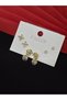 316L Steel Fashion Gold Color Set of 6 Zircon Stone Earrings - 2