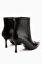 Brenda Black Crocodile Heeled Women's Boots - 7