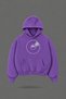 Oversize Side a Printed Hooded Purple Sweatshirt
