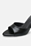 Black Heeled Slippers with Open Toe, Single Strap, Thin Heel, Stylish Slippers, Pointed Toe Heeled Slippers - 4