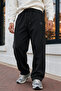 Men's R Printed Baggy 3 Thread Rastered Loose Cut Straight Leg Black Winter Sweatpants Rf0695 - 5