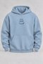 Oversize Minimalist 3 Stone Printed Hooded Baby Blue Sweatshirt