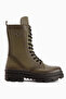 Sanela Genuine Leather Khaki Women's Boots