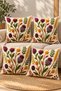Set of 4 Floral Decorative Throw Pillow Covers 43X43 Cm, 3D Effect Digital Printed - Autumn Throws