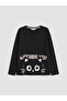 Özmarka New Season Black Crew Neck Printed Women's Pajama Set - 6