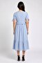 Women Textured Midi Dress, Blue - 4