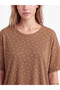 Ozmarka New Season Brown Crew Neck Patterned Women's Capri Pajama Set - 3