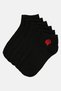 Women 6 Pairs Embroidered Quarter Socks, Black